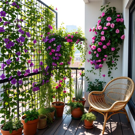 climbing plants on trellises