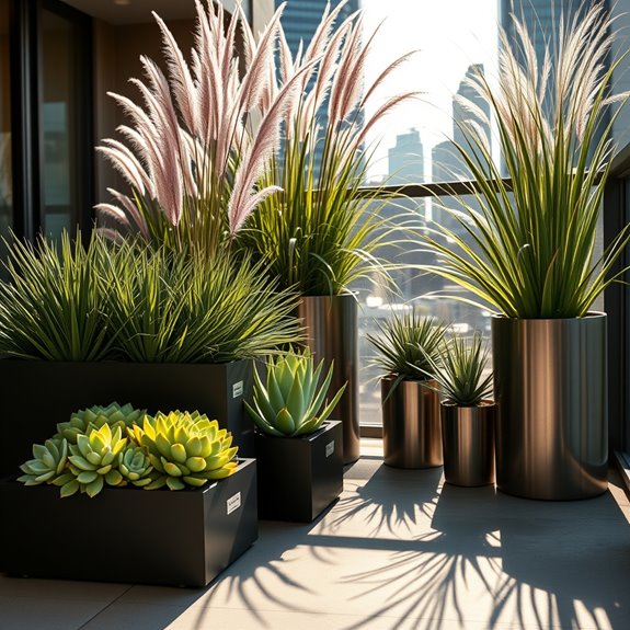 contrasting plant textures display