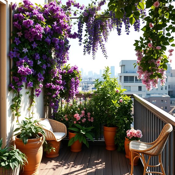 floral displays on trellises