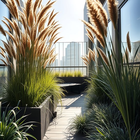 grassy partitions for aesthetics