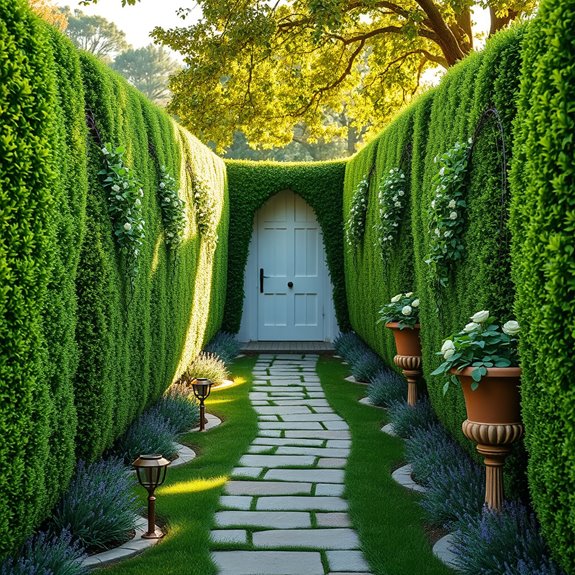 green hedge doorways design