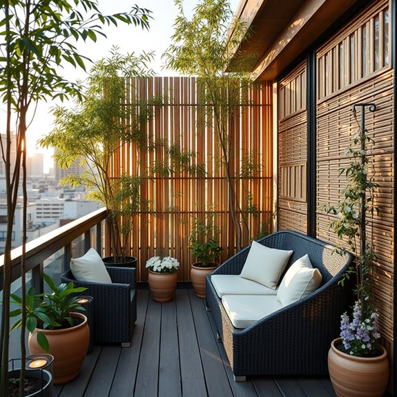 layered bamboo privacy screens