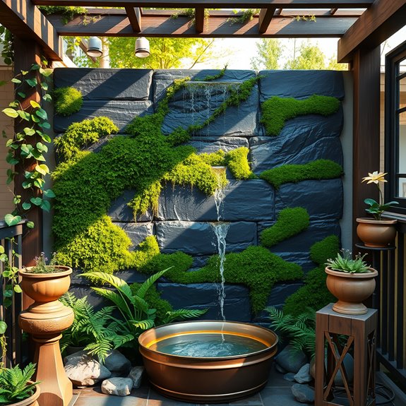 lush greenery and flowing water