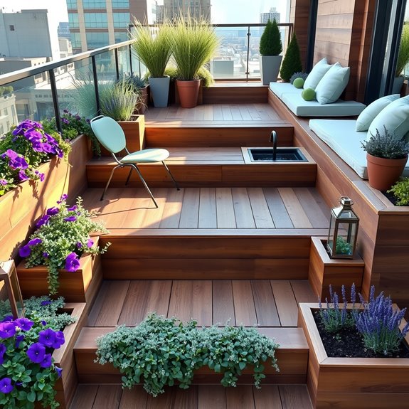 planters integrated into steps