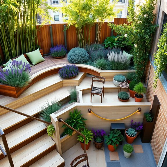 seating terraces with steps