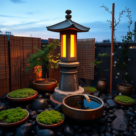 serene illuminated garden scene