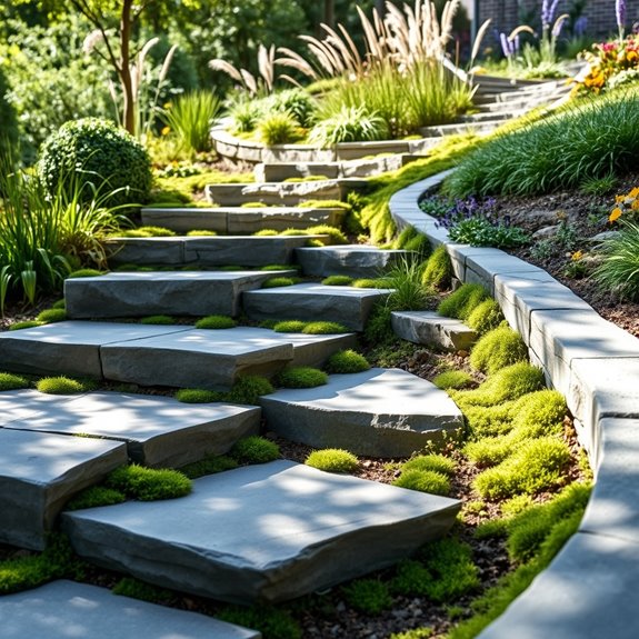 terrain contoured curved pathways