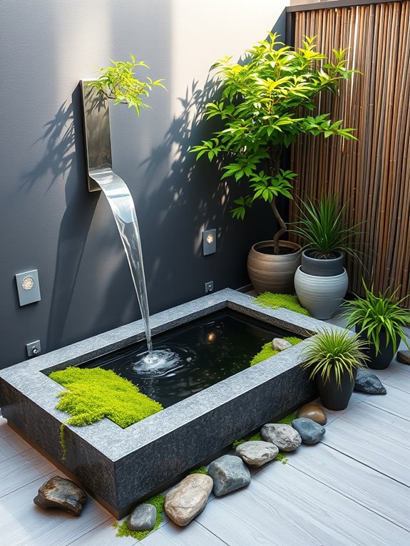 bamboo fountain garden installation