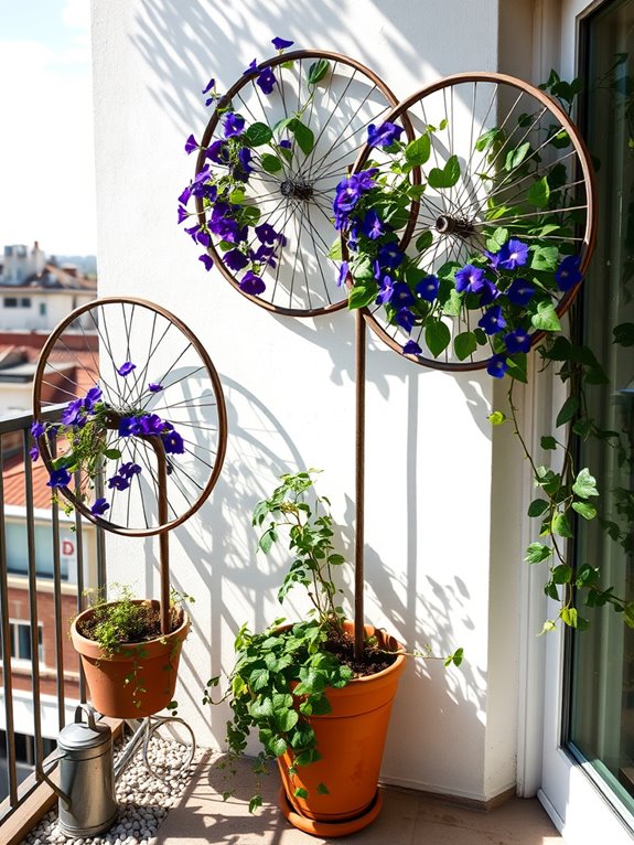 bicycle wheel climbing trellis
