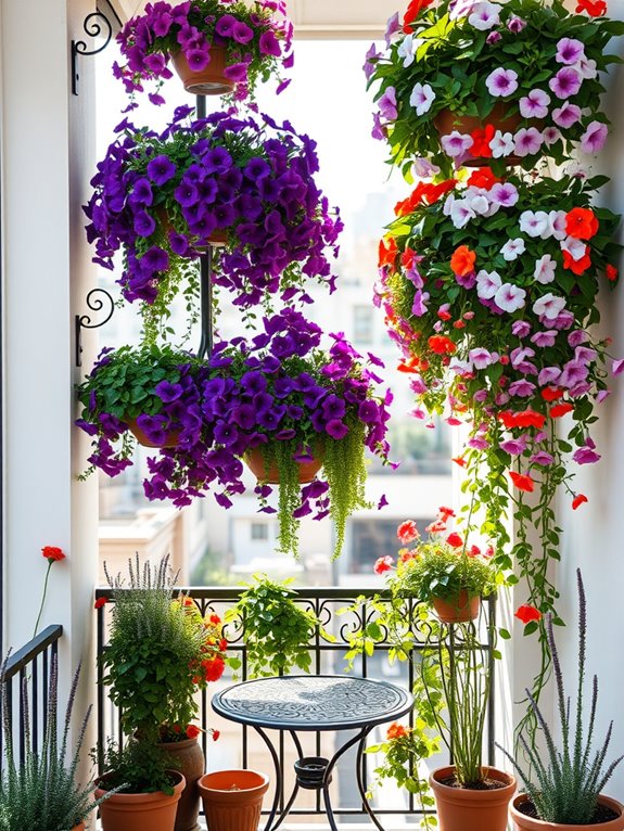 cascading floral display garden