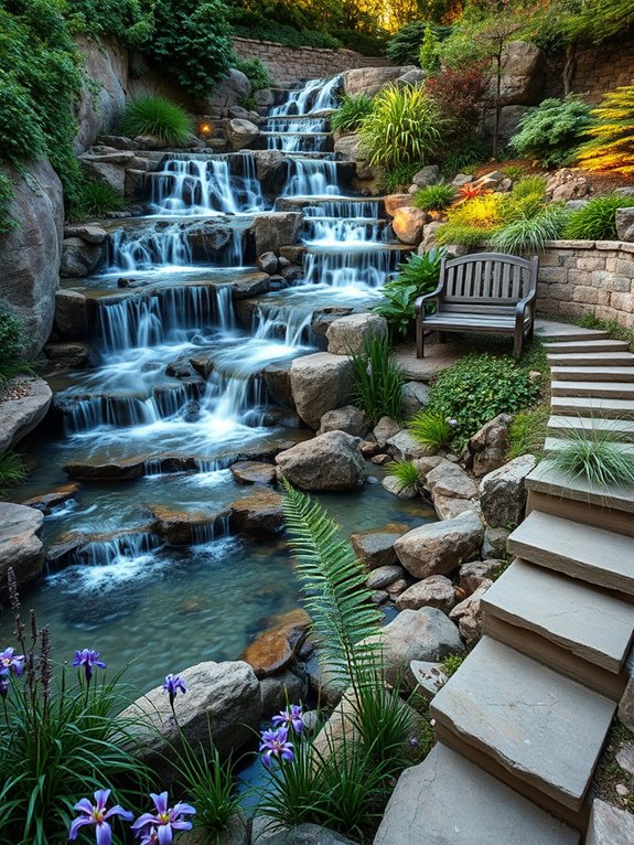 cascading fountains create serenity