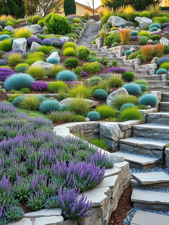 cascading hillside garden design