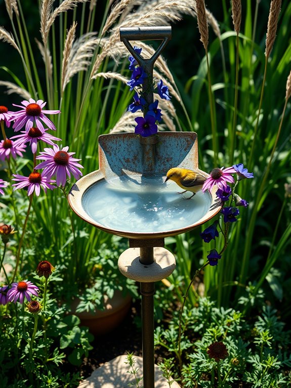 charming vintage tool head birdbath