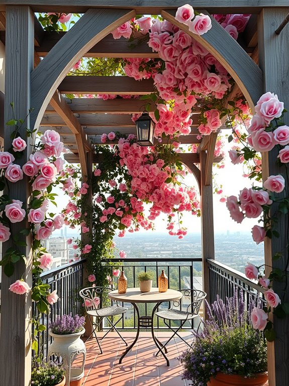 climbing roses on pergola