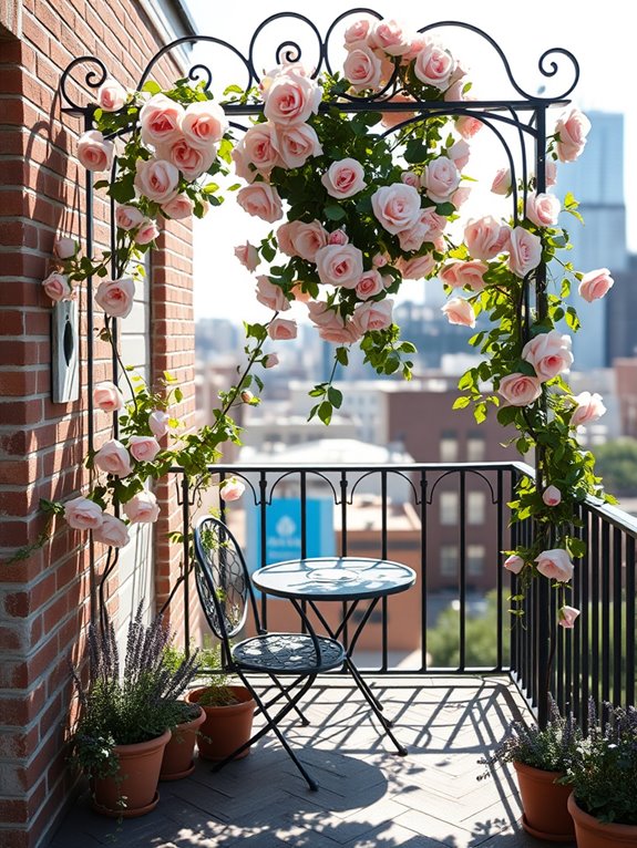 climbing roses on trellises