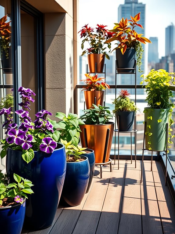 color blocked container gardening design
