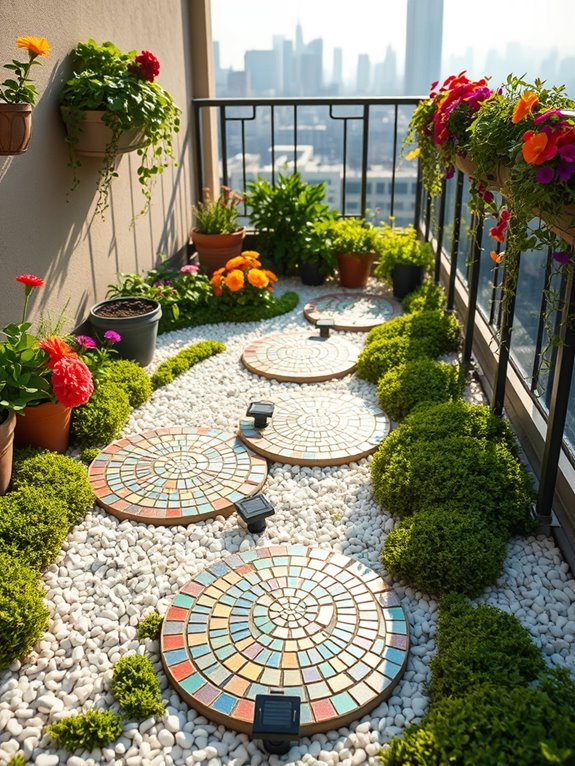 colorful mosaic garden pathways