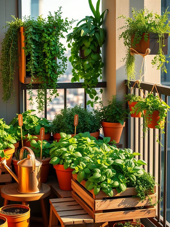 compact balcony herb garden