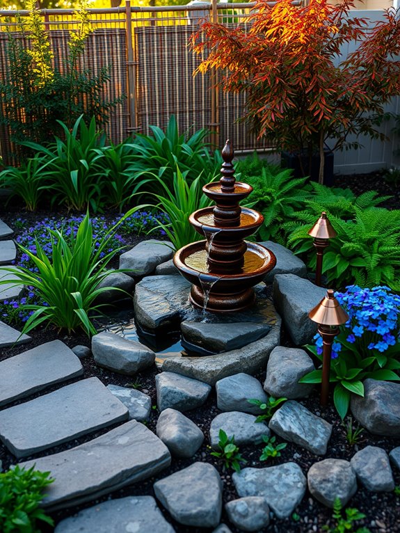 compact water feature garden