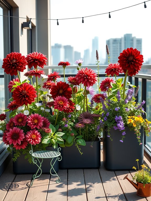 dahlias with complementary blooms