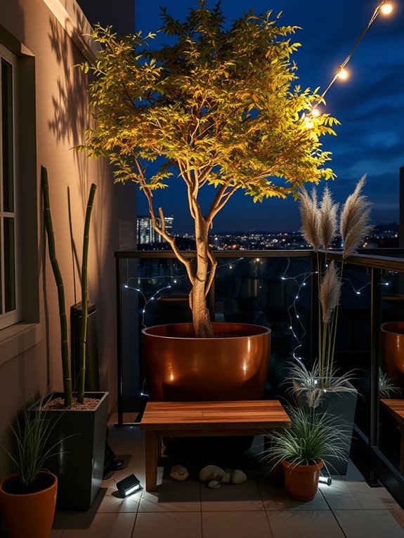dramatic garden uplighting transformation