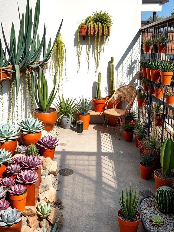 drought resistant succulent rock garden