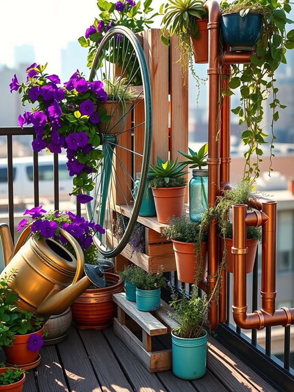 eclectic upcycled garden borders