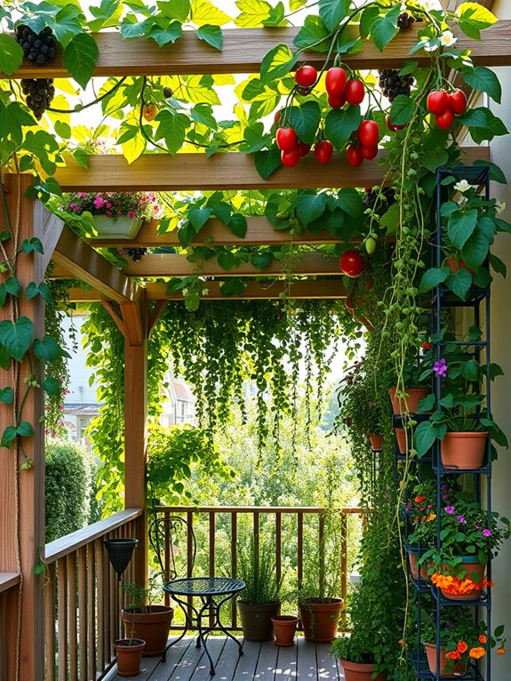 edible plants in pergola
