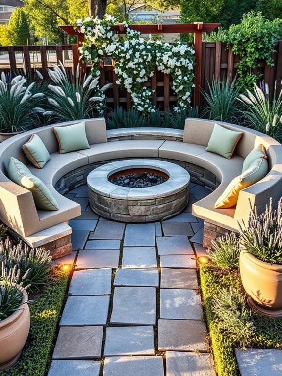 elegant outdoor stone seating