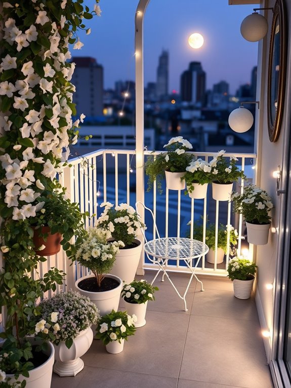 enchanting nighttime white garden