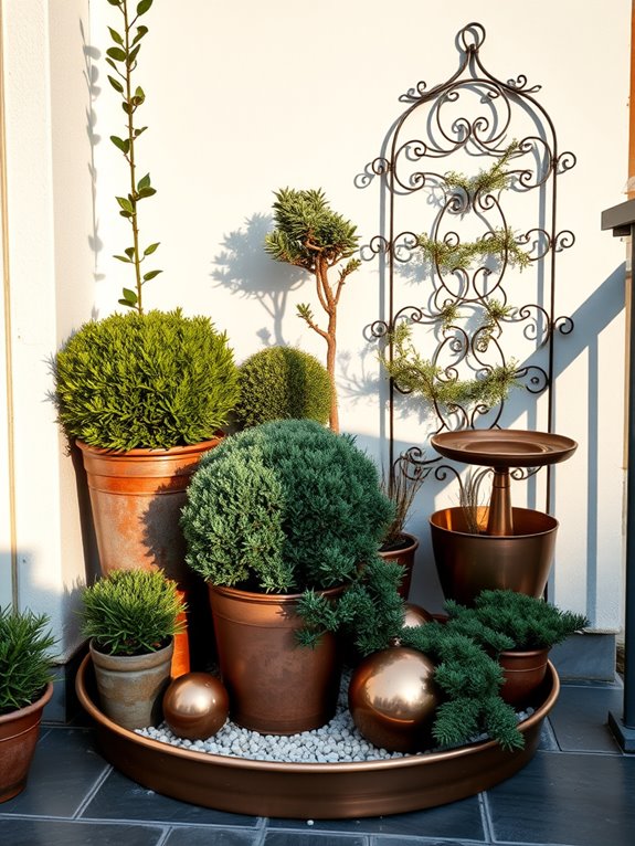 evergreen garden design elements