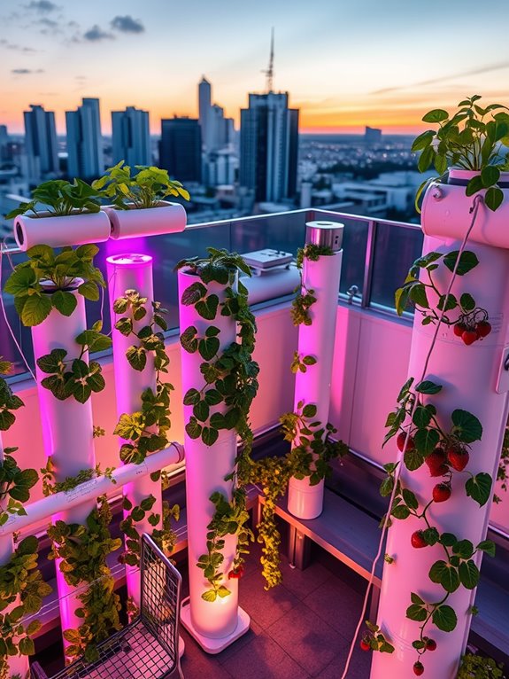 futuristic urban hydroponic oasis