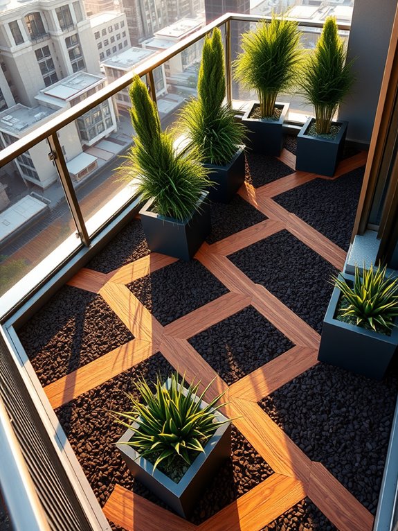 geometric garden mulch patterns