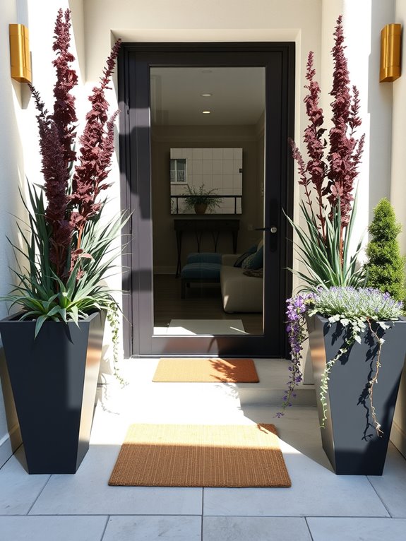 grand entrance with planters