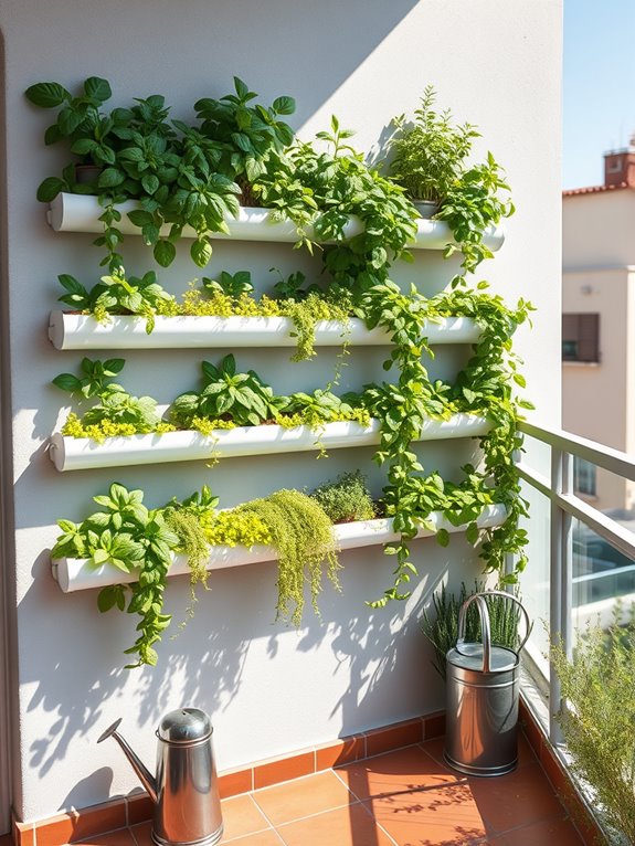 hanging gutter herb garden