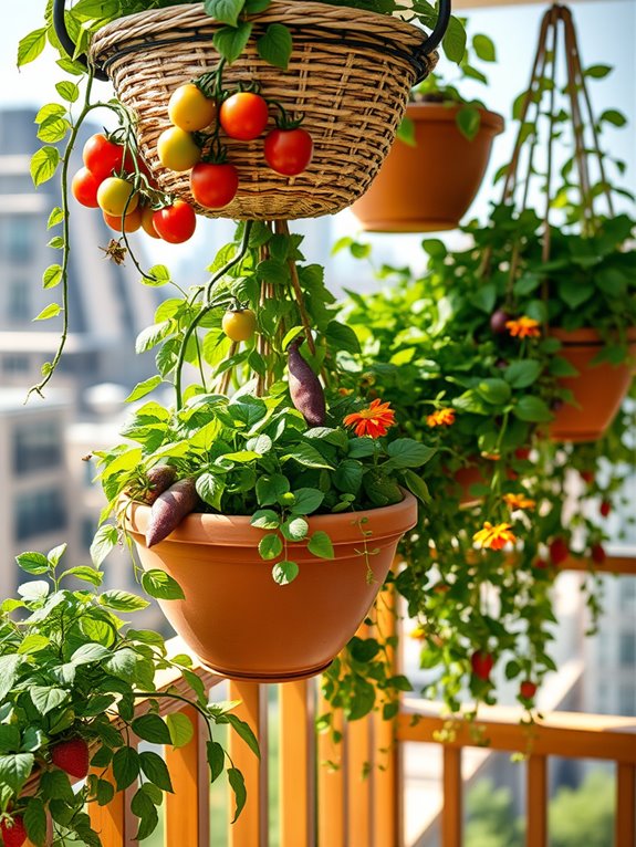 hanging vegetable basket gardens
