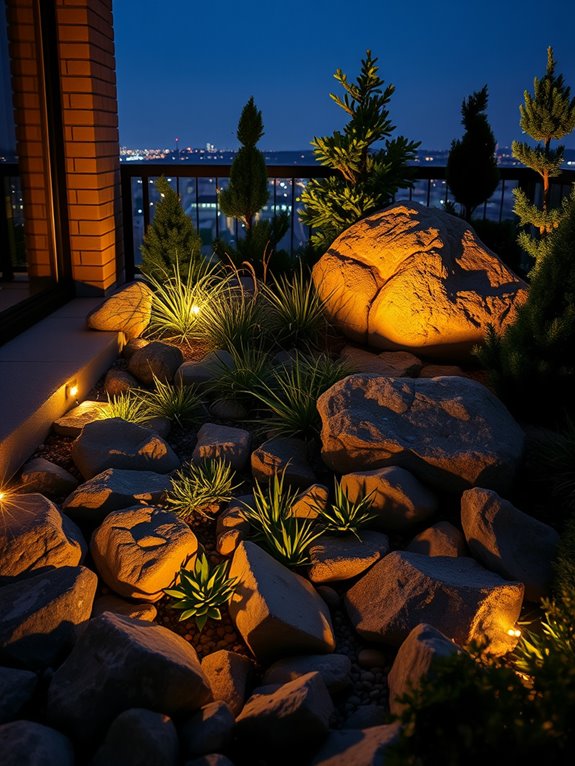 illuminated rock garden design