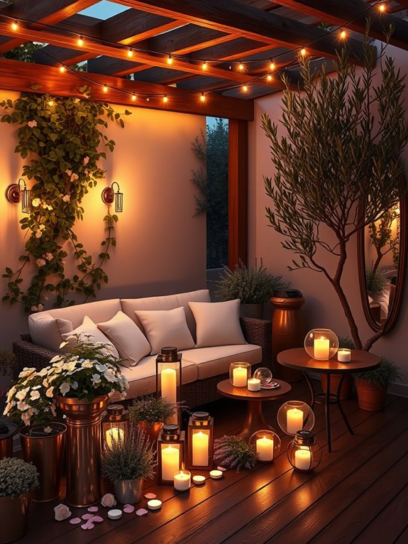 layered romantic patio lighting