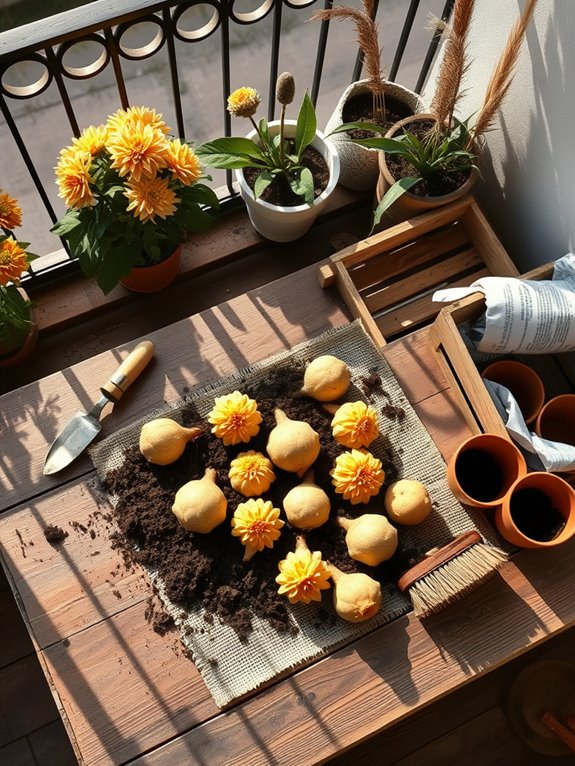 lift dahlia tubers carefully