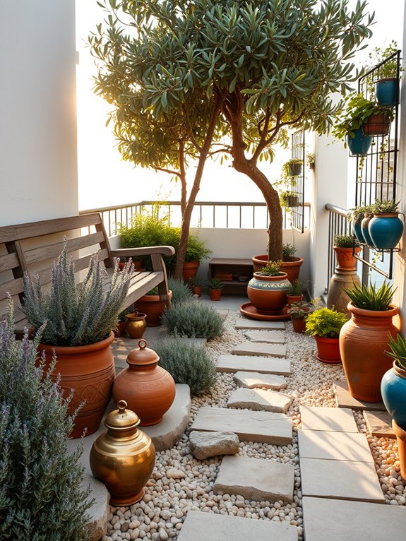 mediterranean crushed stone garden