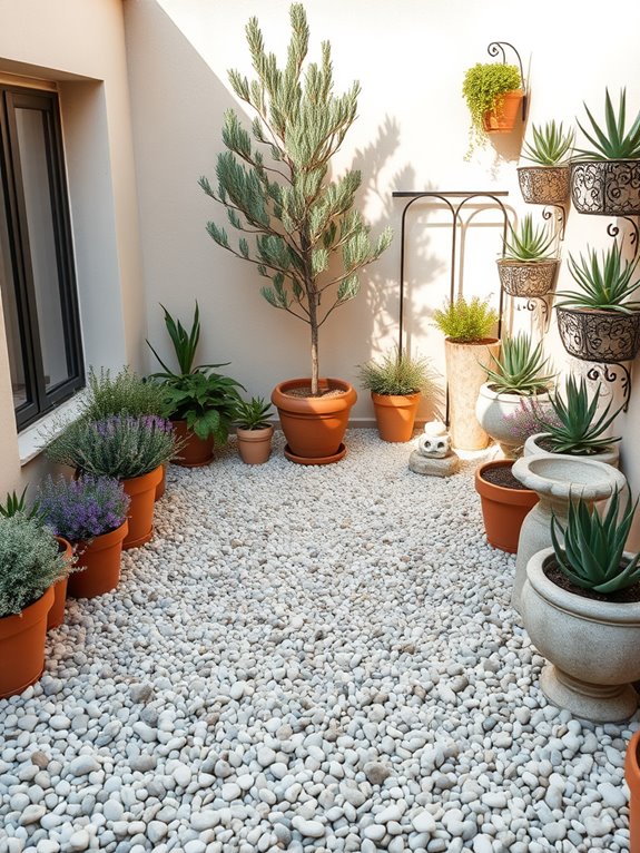 mediterranean garden with gravel