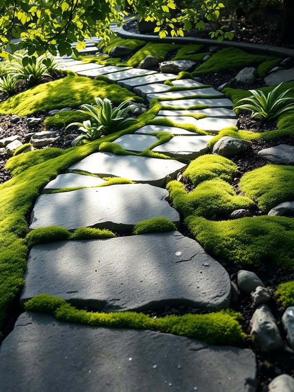 moss covered stone pathway creation