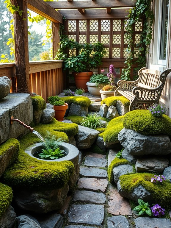 mossy serene rock garden
