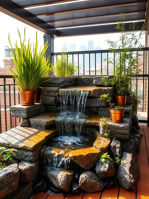 natural stone waterfall installation