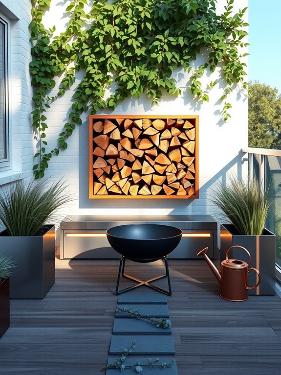 organized firewood and tools