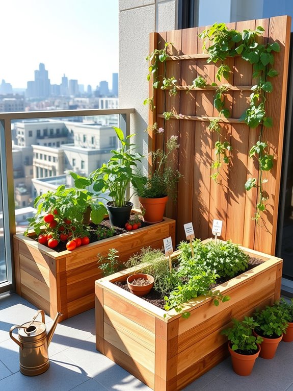 organized garden with raised beds