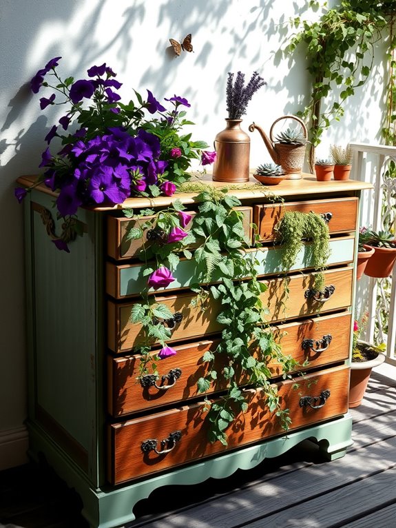 repurposed dresser plant stand