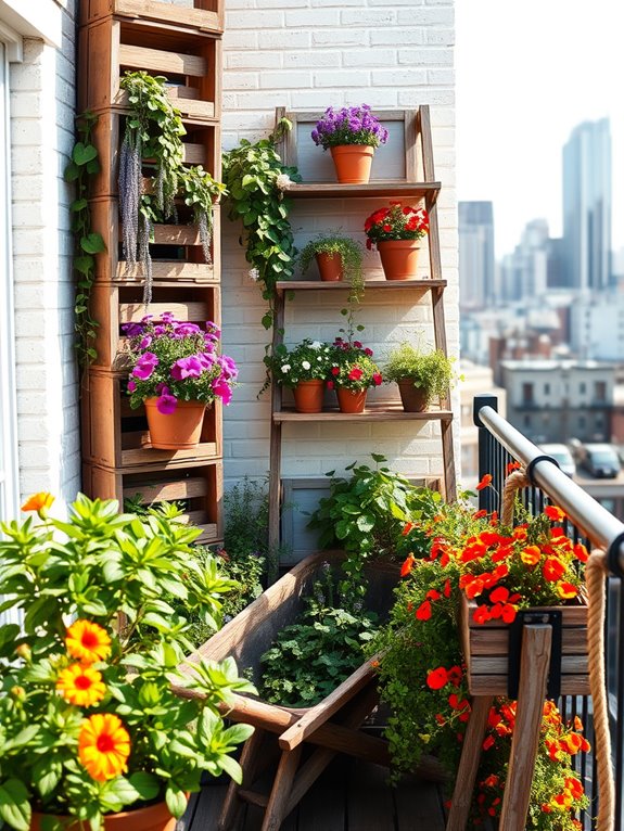 repurposed wooden garden containers