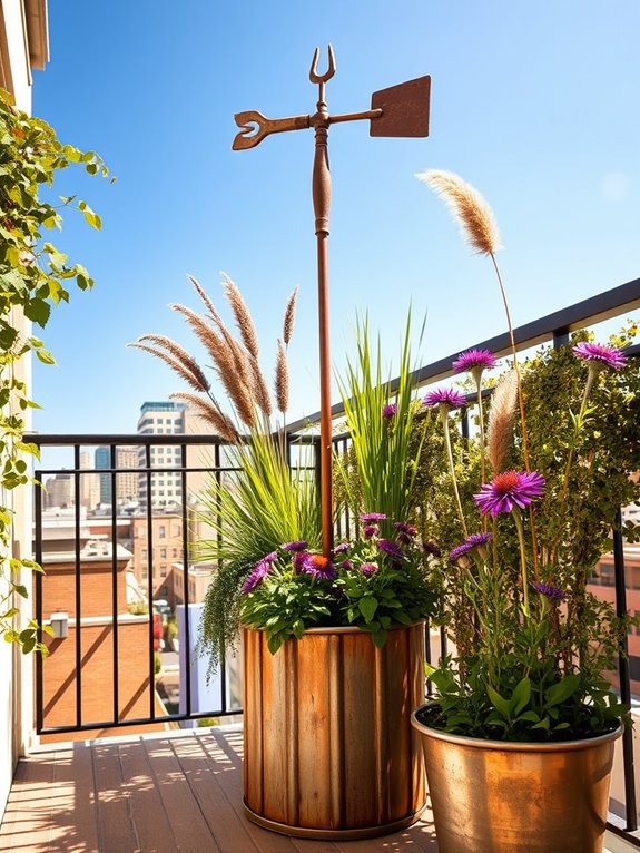 rustic garden tool weather vane