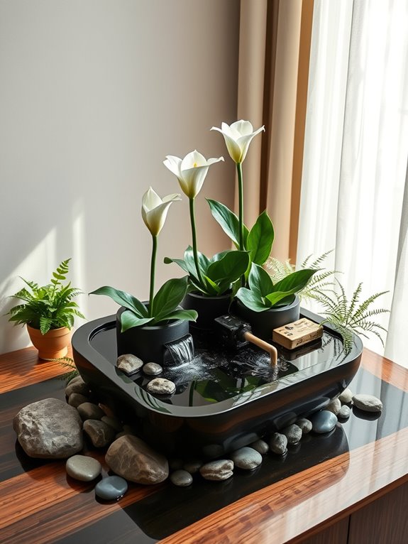 serene indoor water garden